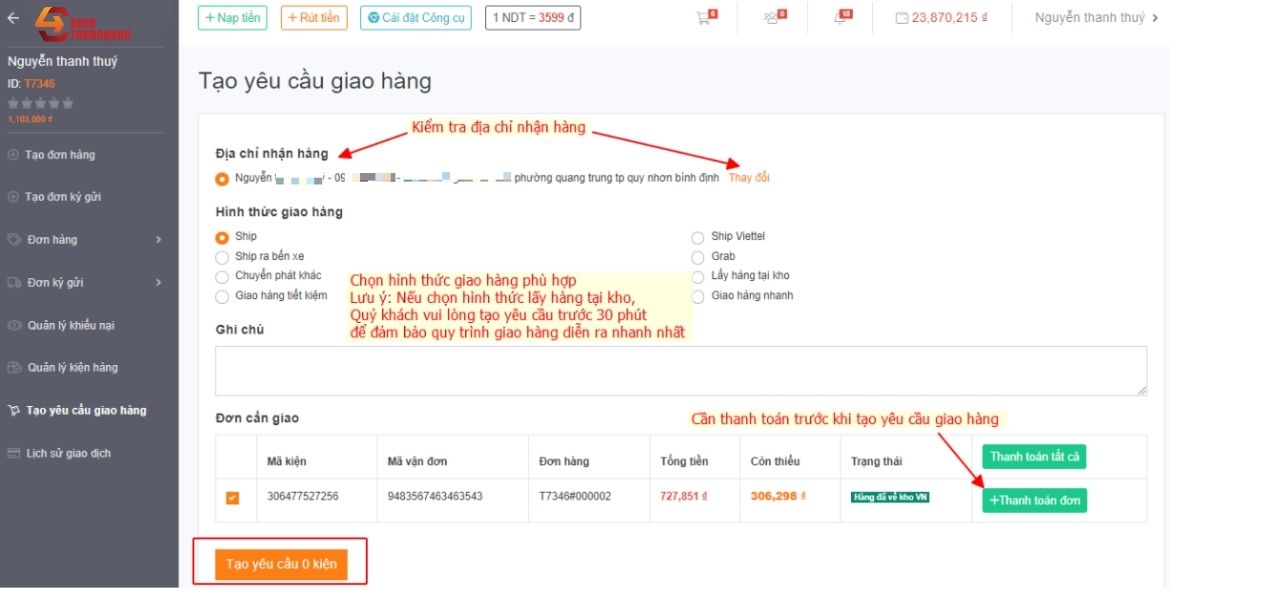thanh toán và nhận hàng order trung quốc thanh toán và nhận hàng order trung quốc