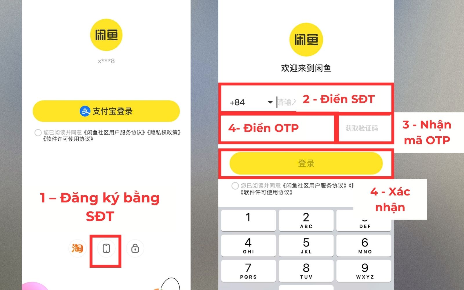Cách đăng nhập tài khoản order xianyu