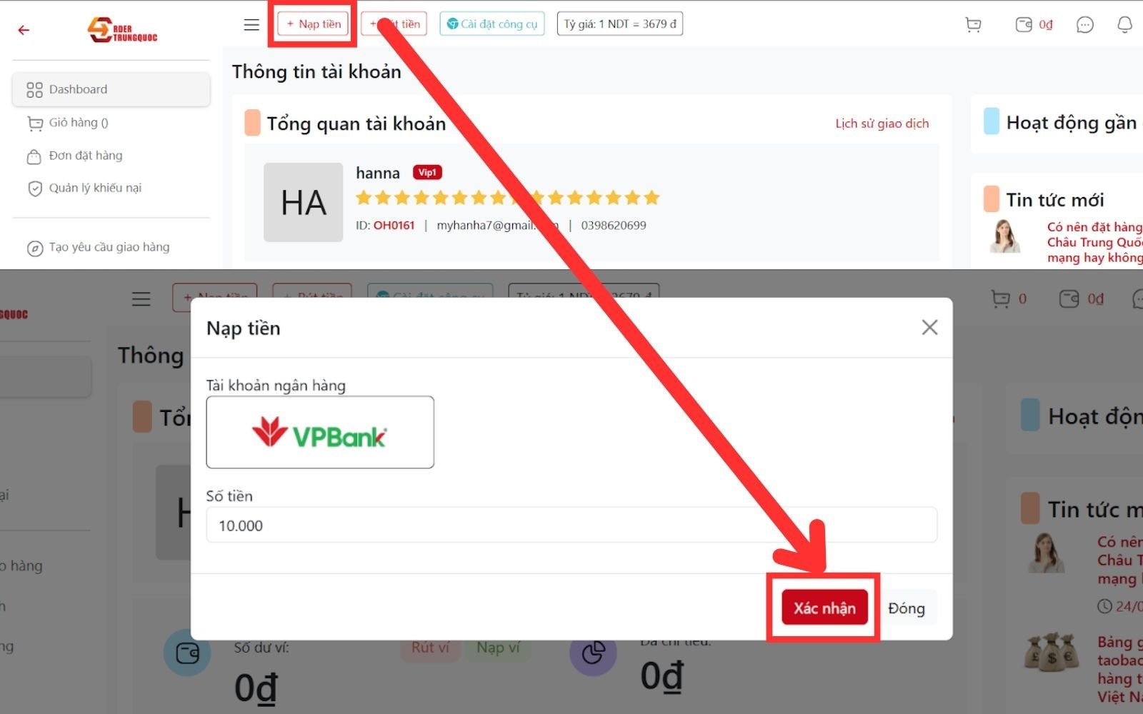 Quy trình đặt mua hàng hoá 2taobao tại Order Trung Quốc